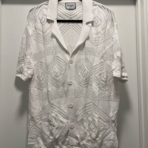 Runaway The Label Mens Liam Shirt White Crochet Design Large